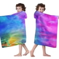 thumbnail image 4 of Colorful Tie Dye Pattern Hooded Bath Towel，50"x30" for Ages 3 To 12 Kids, Quick Dry Lightweight Soft Microfiber Hood Beach Towel Cover Up for Kids, 4 of 7