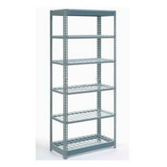 Global Industrial B2297580 Heavy Duty Shelving with 6 Shelves & Wire Deck - Gray - 48 x 18 x 96 in.