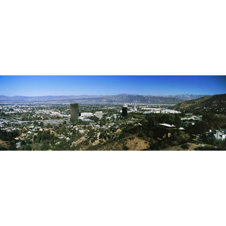 High angle view of a city, Burbank, San Fernando Valley, Los Angeles County, California, USA Print Wall
