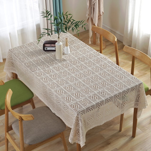 Baohd Crochet Tablecloth Table Cover Dustproof Embroidery Pastoral Style For Wedding Dining Room Desks New Year Hotel Crochet Table Cloth 140*180CM