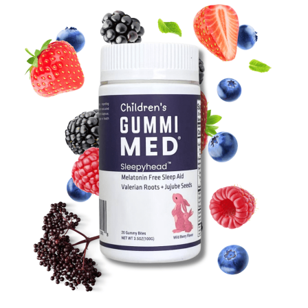 GummiMED Children’s, Sleepyhead, Melatonin Free Sleep Aid Gummies, 20-Count Jar, Wild Berry