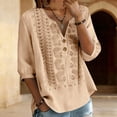 thumbnail image 2 of MSJUHEG Linen Blouses for Women Boho Tops Summer Oversized Casual Sweater Gauze Tops for Women Bright Colored Tops for Women Cotton Blouses for Women Peasant Blouse Basic Top Blouses Beige L, 2 of 9