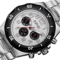 thumbnail image 4 of Men's Swiss Quartz Multifunction Dual-Time Silver-Tone Bracelet Watch, 4 of 5