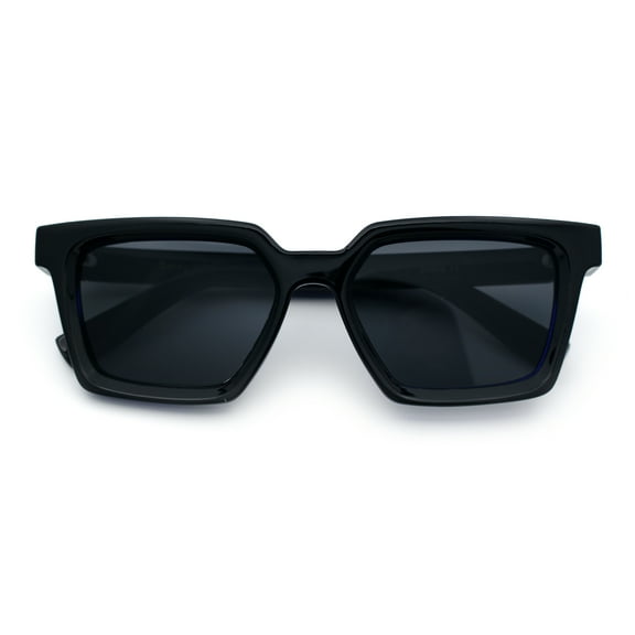 Locs Retro Beveled Frame Horn Rim Rectangle Gangster Sunglasses Black Blue - Black