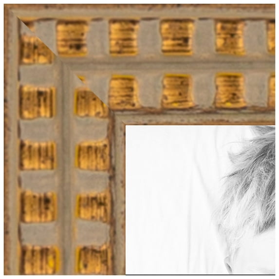 ArtToFrames 16x23 inch Gold Squares Picture Frame, Gold Wood Poster Frame (4937)