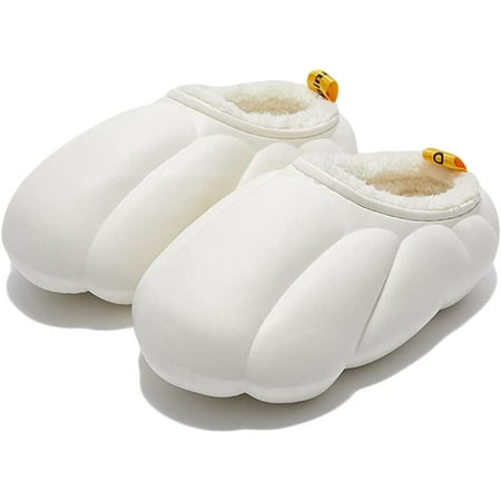 

PIKADINGNIS Unisex Pumpkin Slippers Non-Slip Warm Plush Lining House Slippers for Winter