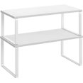 thumbnail image 1 of Cabinet Organizer Shelf, Set of 2 Kitchen Counter Shelves, Kitchen Storage, Spice Rack, Stackable, Expandable, Metal and Engineered Wood, Ink Black and Heather Greige UKCS020X02, 1 of 15