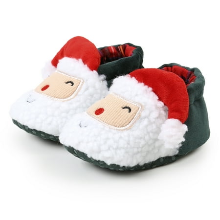 

Baby First Walkers Shoes Fall Winter Non Skid Bottom Infant Crib Shoes Santa Pattern Christmas Gift For Baby