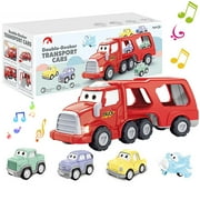5 in 1 Trucks Toys for Boys Girls, Toddler Toys Set Car and Plane for Kids Red