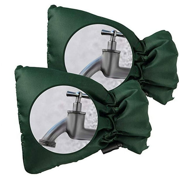 Paquete de 2 cubiertas para grifos exteriores, color verde, protección gruesa para grifos exteriores contra el congelamiento, impermeables