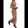 thumbnail image 2 of Vestido Informal Ajustado de Punto Acanalado de Larga para Mujer, Otoño e Invierno Caqui S, 2 of 9