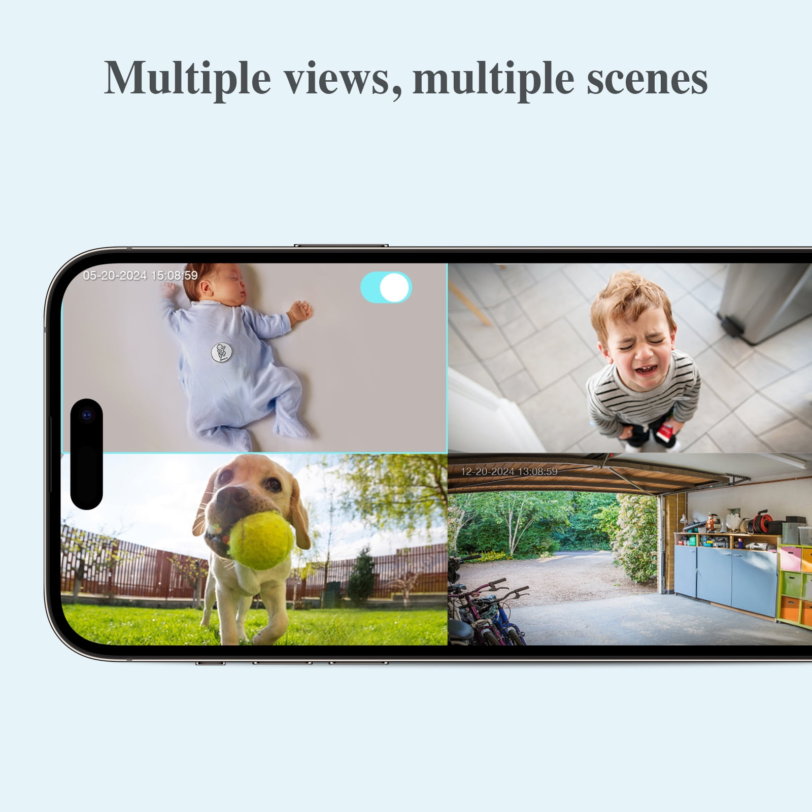 Sense-U Smart Battery Baby Monitor Security Camera, Indoor/Outdoor Use, AI Breathing Detection, 1080p Video Monitor, Wireless Camera, 2-Way Audio, No Monthly Fee