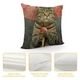 thumbnail image 4 of SHANXI  Funny Animal Cat Throw Pillow Cover The Cute cat is Holding an Umbrella in one paw and Fruit ice Cream in Other Decorative Pillow Case  Cushion Cover Decor  18x18in, 4 of 5