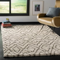 SAFAVIEH Hudson Augustine Geometric Shag Area Rug, Ivory/Grey, 3' x 5'
