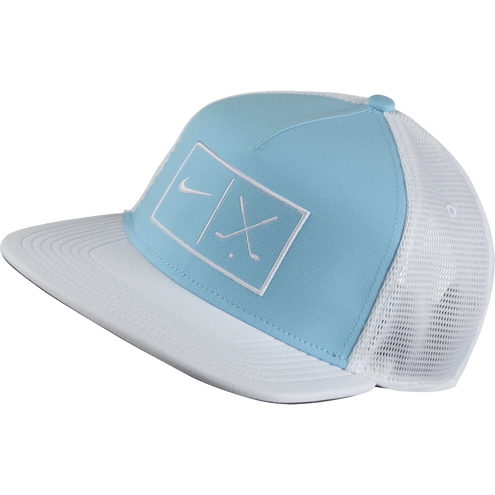 NEW Nike AeroBill True Golf Flatbill White/Light Blue Adjustable