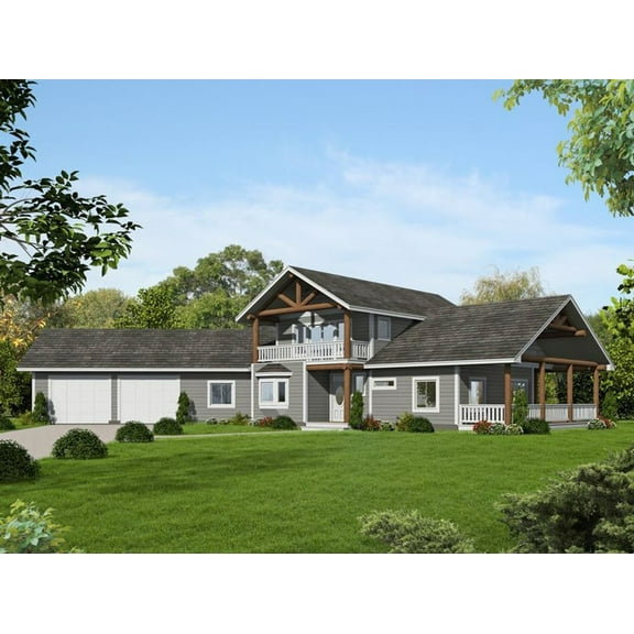 001-3473: Northwest Ranch 3 Bed, 2 Bath Luxury Home Plan, 2208 Sq Ft: Full Blueprints with License to Build by Home Plan Marketplace - Lesuto
