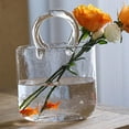 thumbnail image 3 of Purse Vase for Flowers, Glass Bag Vase Handmade Flower Vase with Bubble Fish Bowl Vase Handbag Shape Flower Vase for Wedding Home Living Room Table Floral Arrangement, 3 of 7