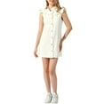 thumbnail image 1 of Vestido de Mezclilla INSPIRE CHIC para Mujeres con Botones y Volantes sin Mangas Vestidos Cortos de Jean Blanco XL, 1 of 1