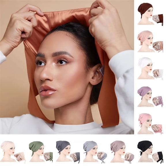 TELOLY 2026 New Silk Satin Bonnet Hair Wrap,Adjustable Silk Bonnets for Women Men Cap Silk Lined Slouchy with Adjustable Strap