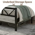 thumbnail image 4 of 4 EVER WINNER Queen Size Bed Frame, Rustic Metal Bed Frame with 51" Wood Headboard, 12.2" Under-bed Storage Space, Gray, 4 of 7