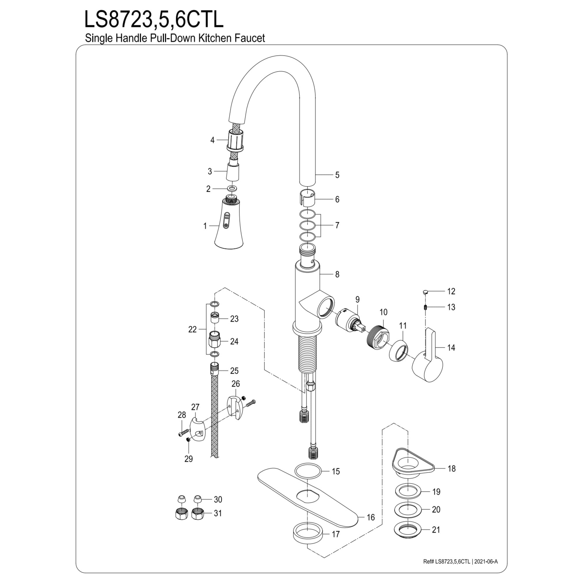 Kingston Brass LS8725CTL Continental Single-Handle Pull-Down Kitchen Faucet in Oil Rubbed Bronze