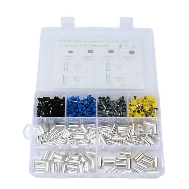Kit de casquillos de alambre de 440 piezas, extremo EN, 8 especificaciones, manguitos de conector de terminal de engarzado de cable de clavija, universales para automóvil Jadeshay A