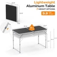 thumbnail image 2 of JFTER 4FT White Folding Table with Carrying Handle Height Adjustable Lightweight Fold Up Portable for Indoor Outdoor Picnic,Camping,Hiking,Fishing,BBQ …, 2 of 6