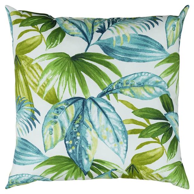HomeRoots 403553 Feuillage Tropical Intérieur Extérieur Jeter Oreiller&44; Bleu Vert