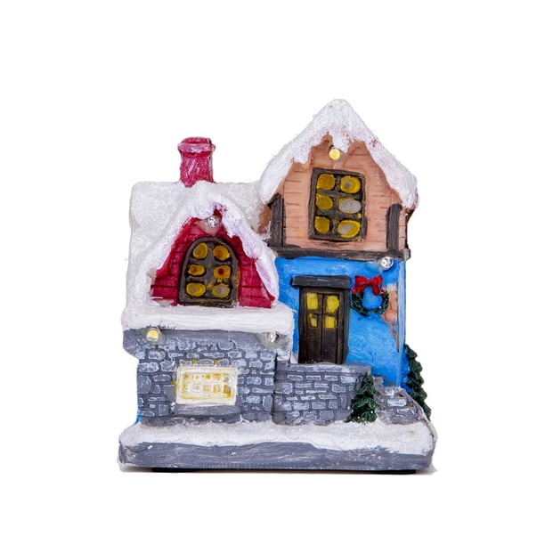 Kearding Navidad LED nieve casa escena fiesta paisaje miniatura luminosa cabina niños brillante pueblo pasillo Patio cocina estantería Kits de decoración para fiestas Tipo4 Kearding HA068928-04B