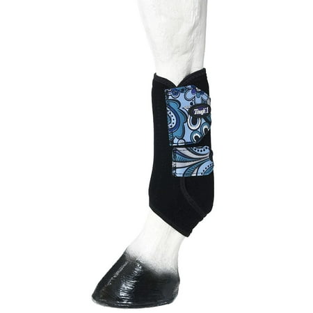 Horse Leg Boots - BLACK MEDIUM TOUGH-1 EXTREME VENTED HORSE SPORT BOOTS LEG PAISLEY SHIMMER FLAP