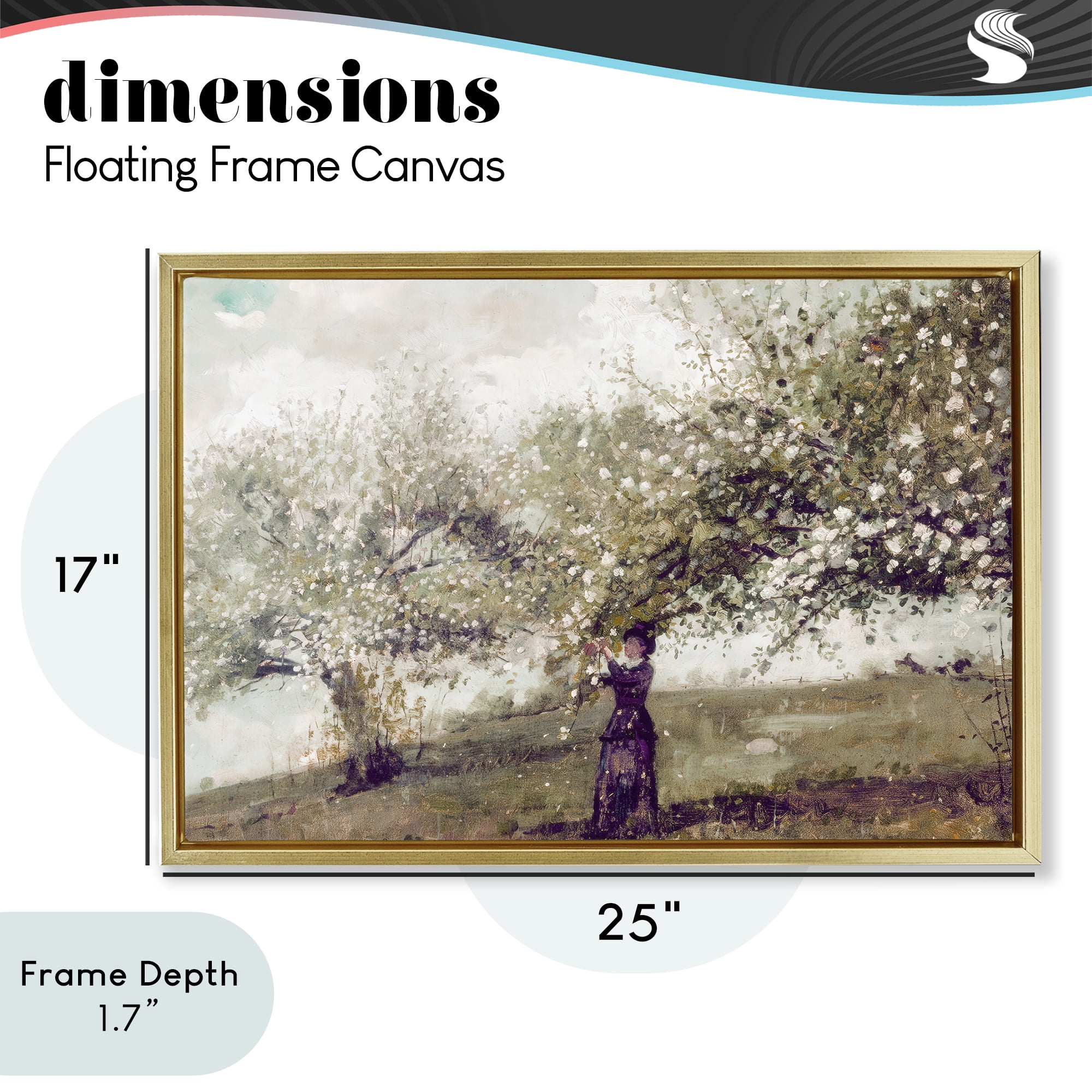 Stupell Industries Vintage Gathering Spring Blossoms Gold Framed Floater Canvas Wall Art, design by Leah Straatsma