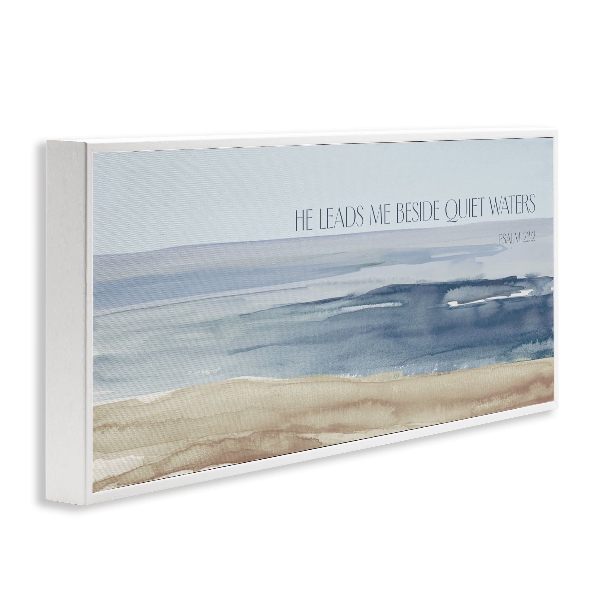 Stupell Industries He Leads Me Quiet Waters White Framed Giclee Art, design by Lanie Loreth