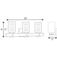 thumbnail image 3 of Gulliver Collection Three-Light Graphite Clear Seeded Glass Coastal Bath Vanity Light, 3 of 3
