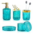 thumbnail image 1 of Juego de accesorios de baño LaMarriti Teal Glass, 5 piezas, 1 of 7