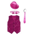 thumbnail image 3 of TiaoBug Unisex Kids Jazz Hip-hop Dance Outfits 4PCS Sequins Jacket Vest with Hat and Bowtie Necktie Hot Pink 9-10, 3 of 7