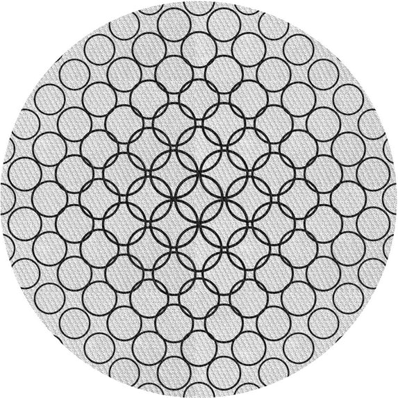 Ahgly Company Indoor Round Patterned Off-White Novelty Area Rugs, 3' Round