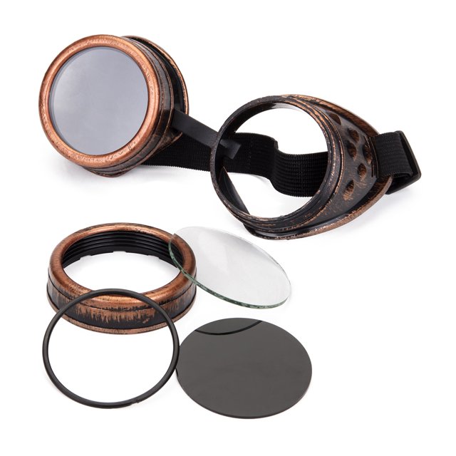 C.F.GOGGLE Kaleidoscope Goggles Steampunk Welding Goth Cosplay Vintage Goggles Rustic, Black