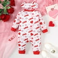thumbnail image 3 of LAPAKIDS Newborn Baby Girls Rompers Clothes Outfits 0-3 Month Heart Letter Print Bodysuit Jumpsuit Playsuit Headband Infant Girl Sets, 3 of 7