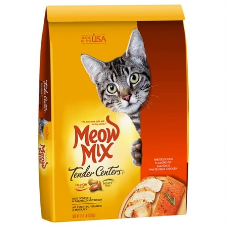 Cats Meow Birthday Meow Mix Tender Centers Salmon & White Meat Chicken Flavors Dry Cat Food, 13.5-Pound ()