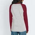 thumbnail image 5 of Lenpel T Shirts for Women Fashion Long Sleeve Crew Neck Color Block Casual Loose Tunic Tops Basic Tee Blouses(Red,3X-Large), 5 of 5