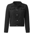 thumbnail image 6 of Baqcunre Winter Coats For Women Women'S Basic Solid Color Button Down Denim Cotton Jacket With Pockets Denim Jacket Coat Womens Fall Fashion 2023 Jackets For Women Black S, 6 of 6