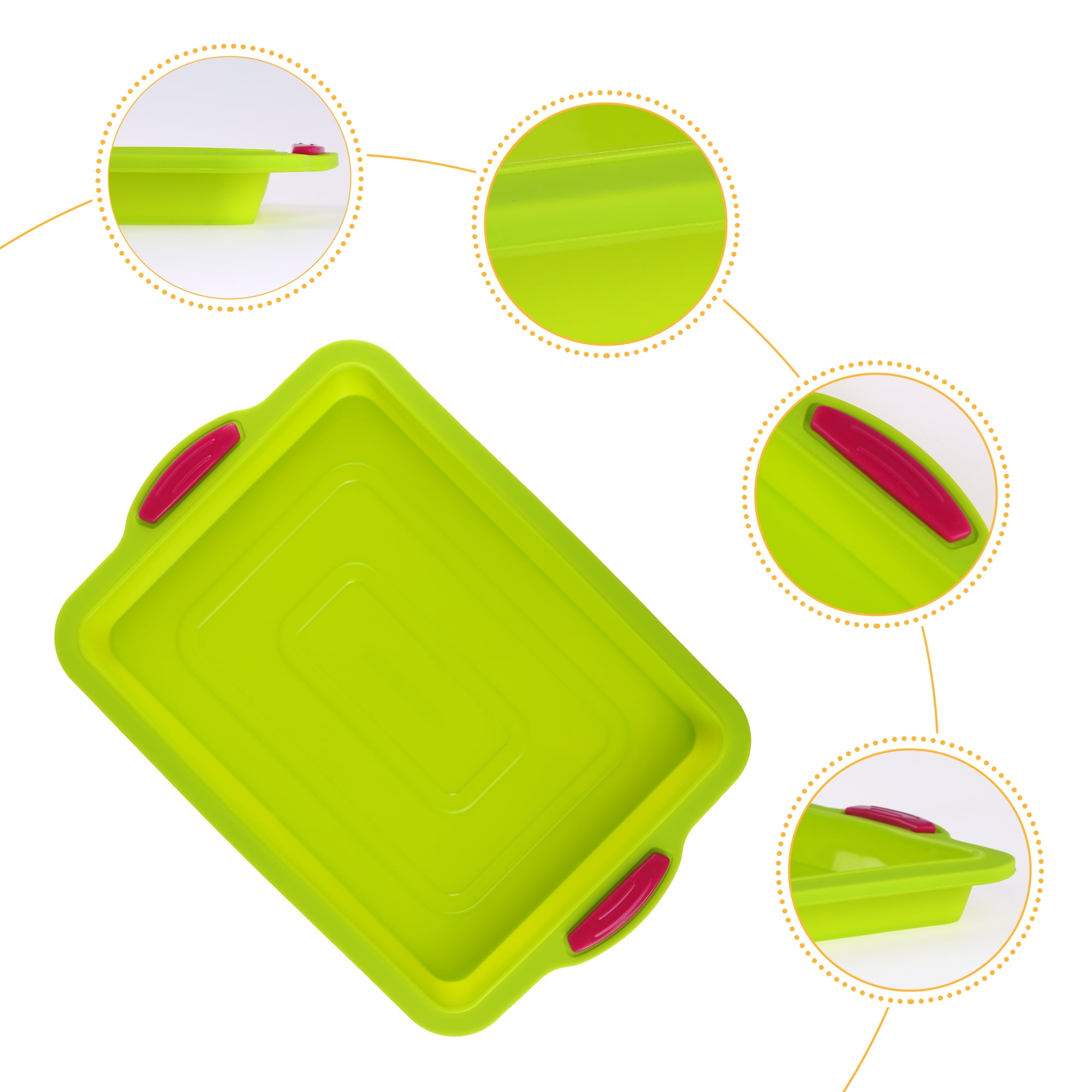 REGALWOVEN 3 Packs Cake Pan Nonstick Silicone Baking Pan, Easy Release, Heat Resistant Sheet Pans for Baking Cakes, Cheesecakes Red 13.4*9.4*1in