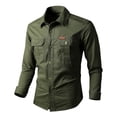 thumbnail image 2 of Bcfgryg Men's Solid Colour Autumn Long Sleeved Button Down Shirt Outdoor Casual Style Shirt Big and Tall Shirts Green L, 2 of 3