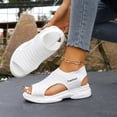 thumbnail image 4 of Rokment Orthopedic Walking Sandals for Women Comfort Lightweight Mesh Slip on Flat Athletic Open Toe Memory Foam Platform Wedge Low Heel Ortho Summer Shoes for Beach Travel White Size 7, 4 of 7
