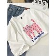 thumbnail image 2 of Women's Cute Cat Print T-Shirt - Casual Short Sleeve, Summer 2025 Collection, Loose Fit, Machine Washable, White with Accents, Y2K , Everyday T-shirt | Trendy Casual Top | Youthful Vibe, Cat Shi, 2 of 7