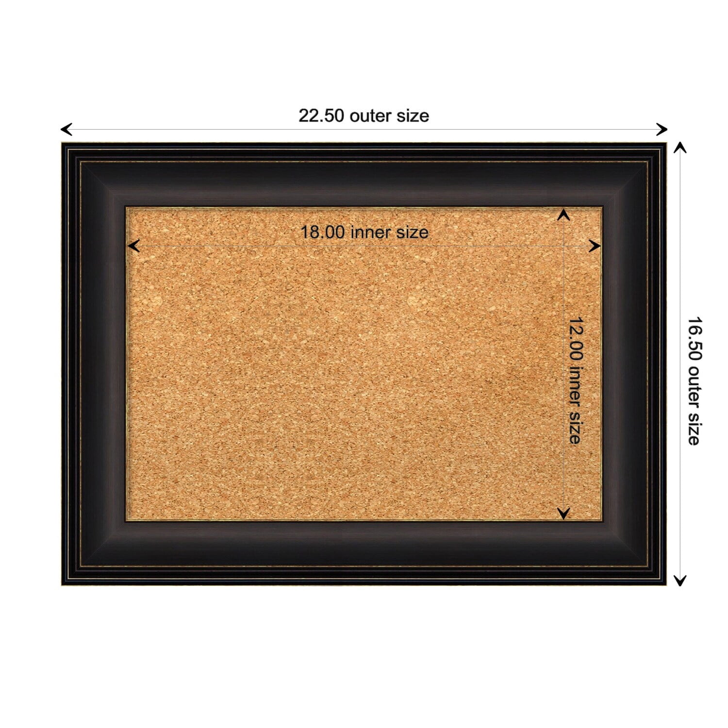 Amanti Art Natural Cork Board Framed Trio Oil Rubbed Bronze Bulletin Board 41 in. x 29 in.