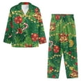 thumbnail image 3 of Renewold Women's Long Sleeve Pj's Button Down Sleepwear Pajama Set 2 PCS Christmas Bell Candy Canes Night Wear Shirts Casual Life Athletic Clothing Size 3XL, 3 of 6