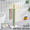 thumbnail image 4 of KOKOSIRI Bathroom Towel Rack 2-Tier Standing Towel Racks with Marble Base, Stainless Steel Freestanding Towel Bars, Thicken Steady Design, Brushed Gold THS0001-BG, 4 of 7
