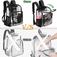 thumbnail image 2 of Mochila transparente KUI WAN de PVC negro transparente para la escuela, 12 de largo x 6 de ancho x 16,5 de alto, 2 of 9
