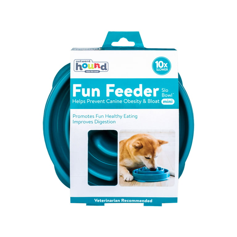 Outward Hound Fun Feeder Slo Bowl - Slow Feeder Dog Bowl Turquoise